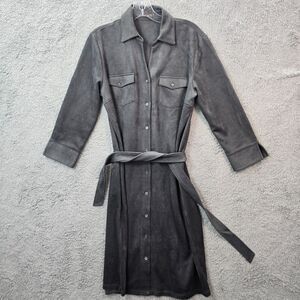 J. McLaughlin Women's Gray Shirt Dress Button Down Tie Waist Size M